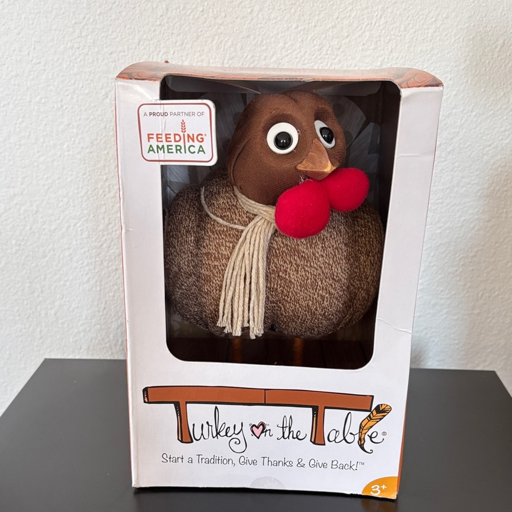 New In Box Turkey on the Table Plush Turkey With Book, Customizable Feathers
